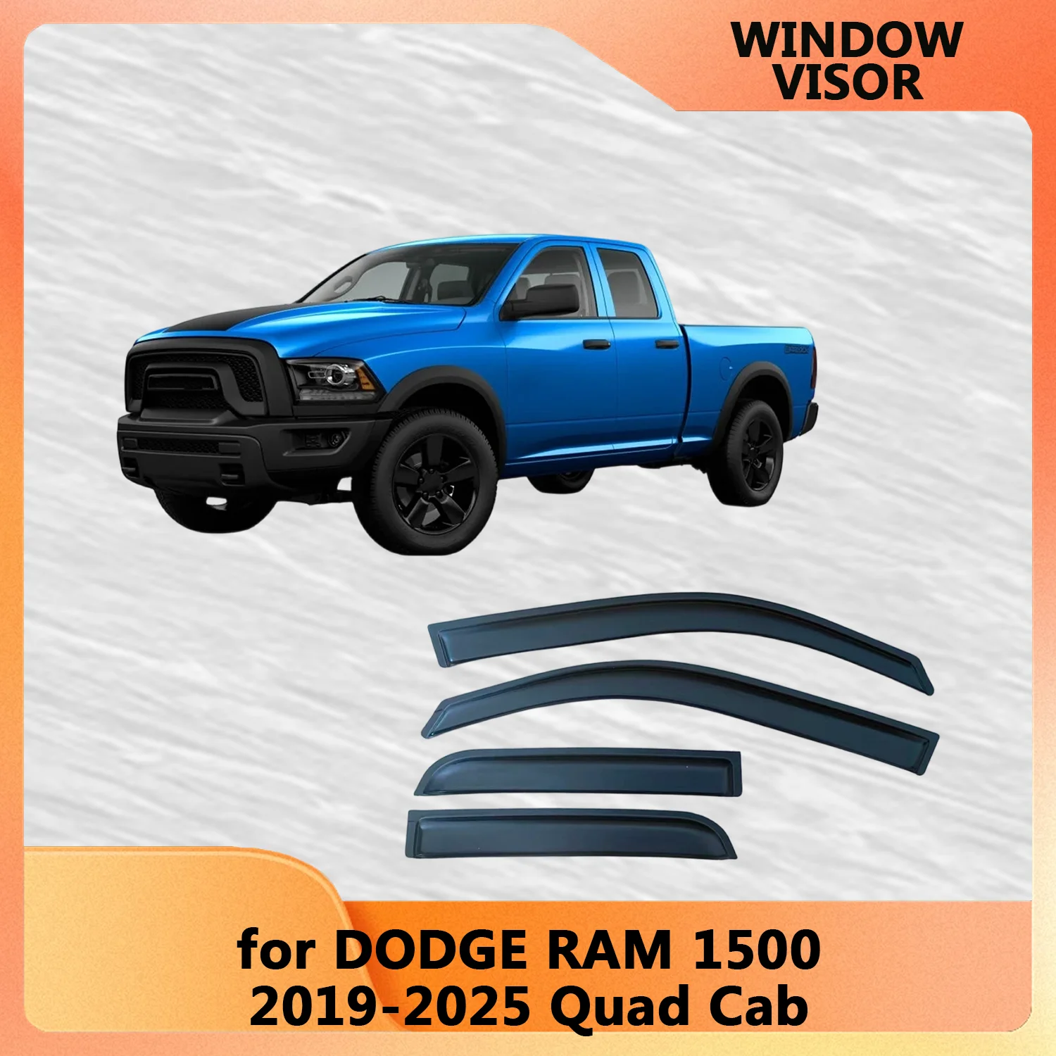 

Дефлекторы окон (ветровики) для DODGE RAM 1500 Quad Cab 2019-2022, 2023, 2024, 2025 – Защита от дождя и ветра, вентиляционные козырьки на двери