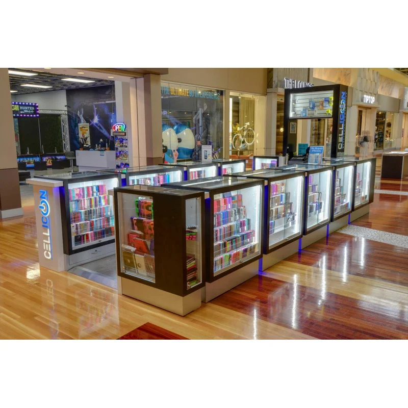 （customized）Wooden Cellphone Accessories Showcase Display Cabinet Phone with LED Lighting Phone  Accessories Kiosk