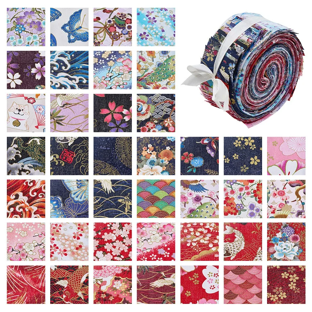 

40Pcs Style Cotton Fabric Rectangle with Flower Pattern Mixed Color 64x1005x0.1mm