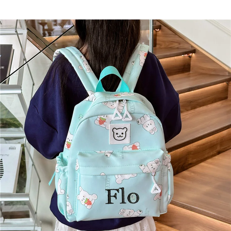 Mochila bonita de conejo para niños, mochila de bebé para exteriores, nombre personalizado, bolsa de juguete para niños