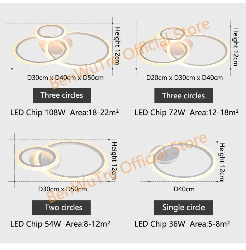 Simple LED Ceiling Light Dining Living Room Acrylic Round