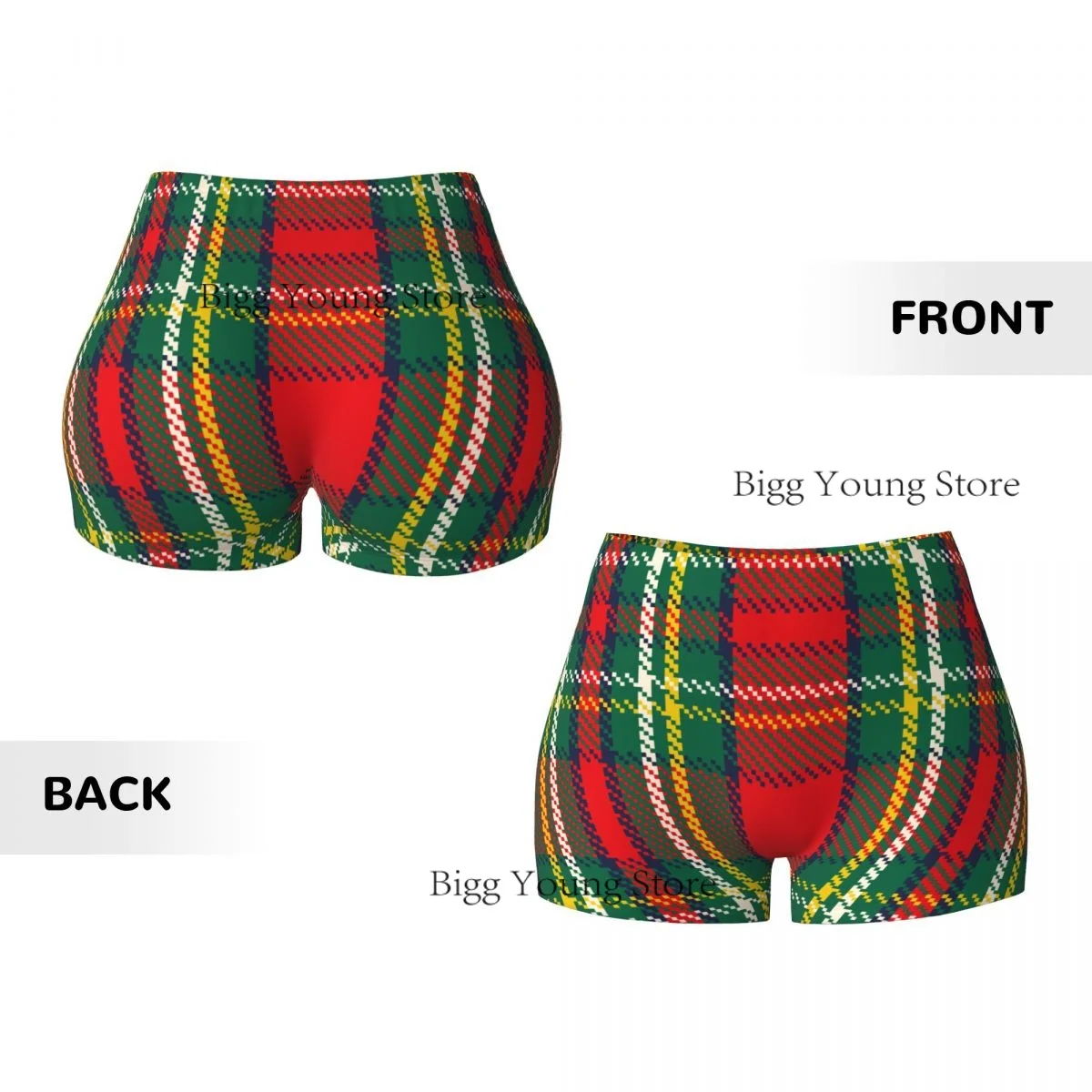 Damenbekleidung Booty Shorts Gym Push Up Short Elastizität Scrunch Butt Laufshorts Tartan Plaid Scottish Sports Booty Shorts