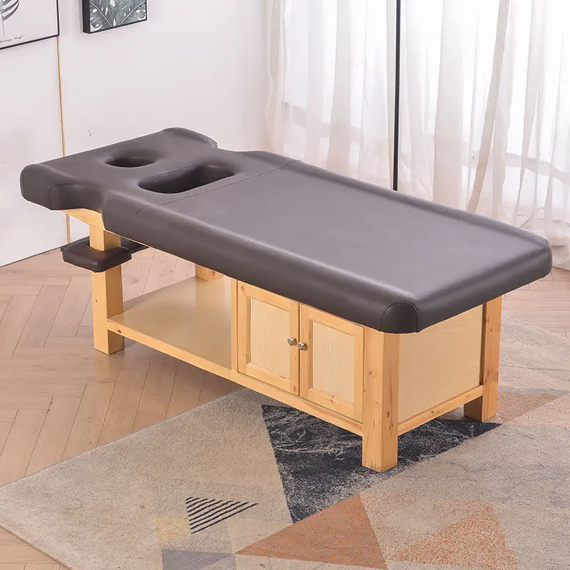 Solid wood beauty bed  massage bed head-up