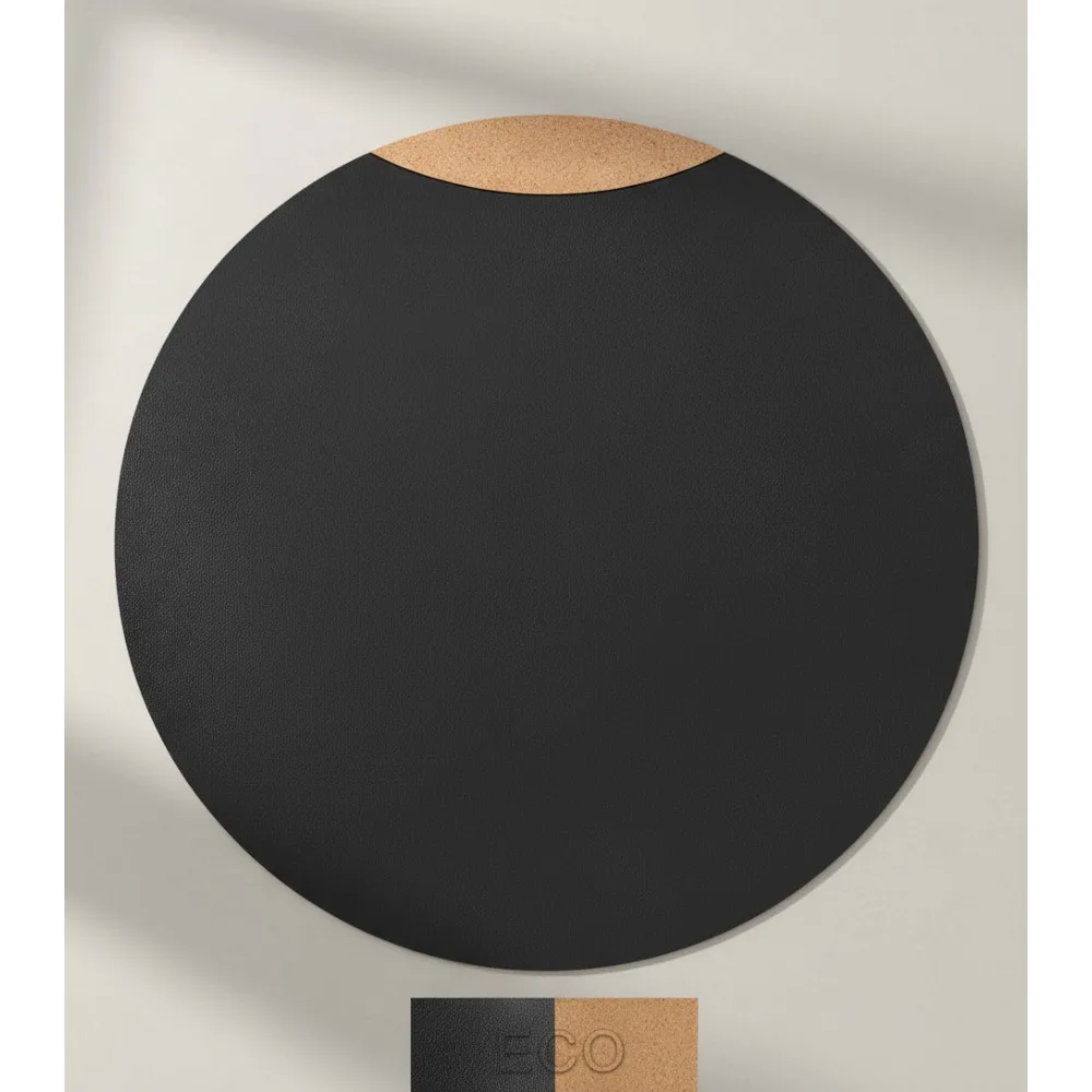 

42/40/36/32/30 Inch Round Cork Leather Table Mat - Waterproof Cut-to-Fit Dining Coffee Table Cover Protector