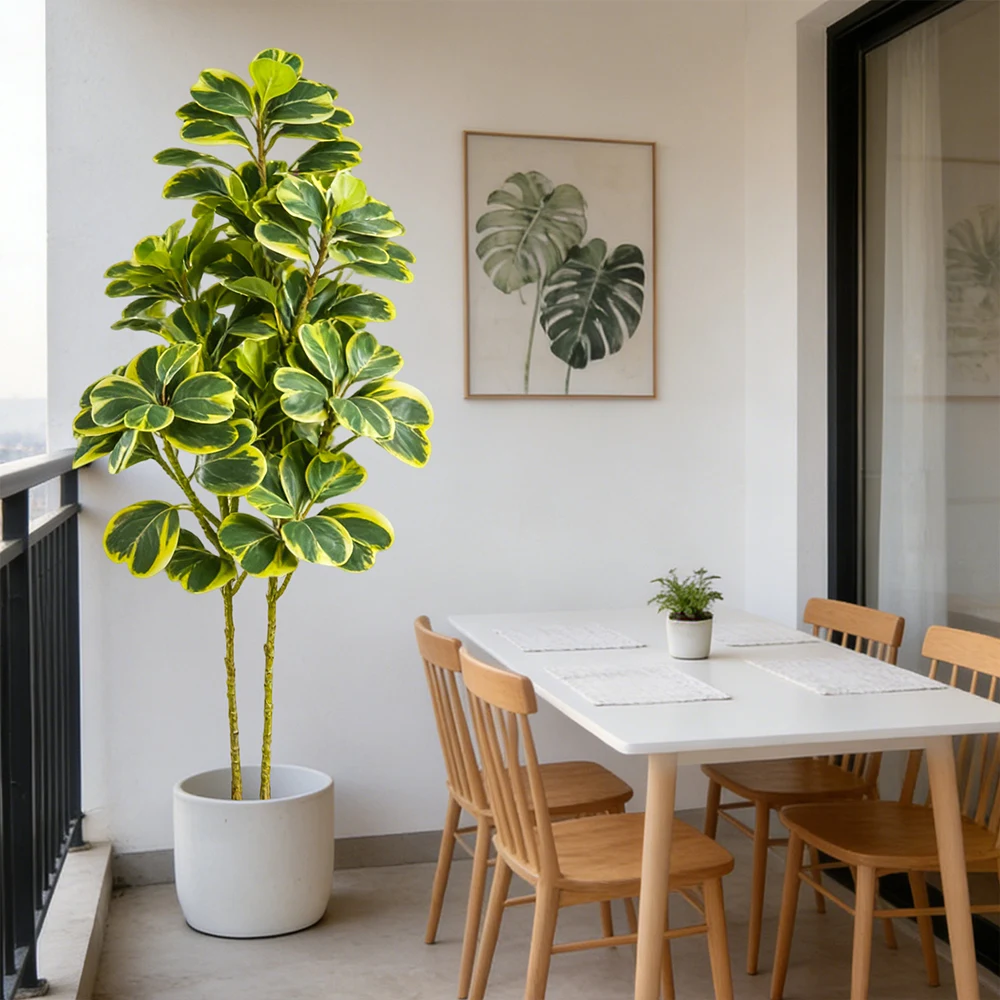 76-115cm Künstlicher Ficus-Baum Hoher Kunstbaum Tropische Grünpflanze Plastik-Banyan-Zweig für Heim Boden Geschäft Party Hochzeitsdekoration – Detail 3