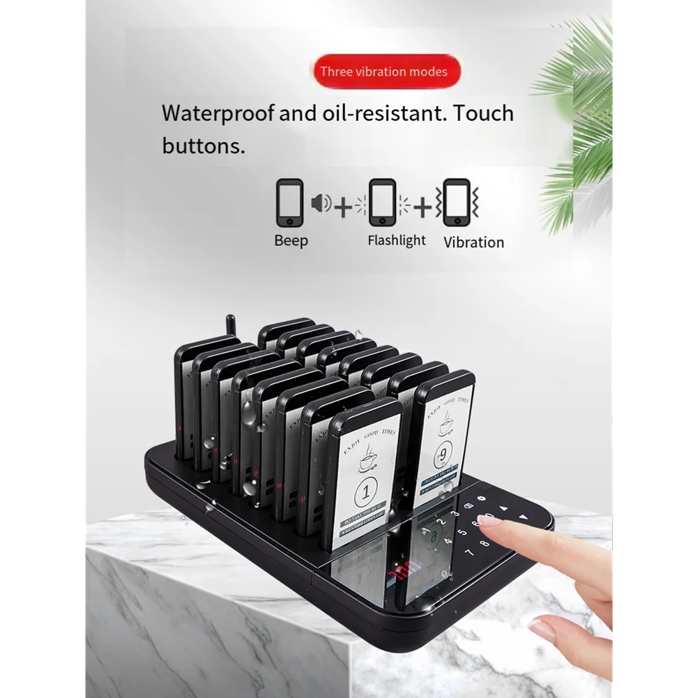 M85K Wireless Restaurant Pager System Touch Panel Wireless Calling System Beeper for Restaurant Queue Coffee Shop Pager EU