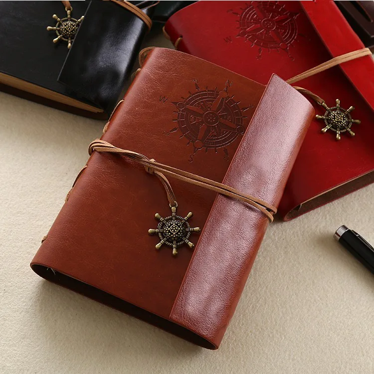 Vintage Pirate Ship Travel Journal A6/A7 Loose Leaf Notebook PU Leather Diary Refillable Stationery Gift for Traveler