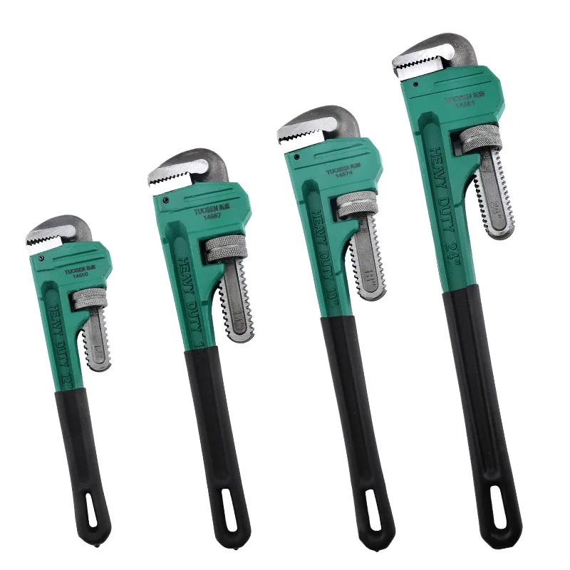 Heavy-Duty Straight Pipe Wrench, 8/10/12/14/18 Inch Adjustable Plumbing Wrench,Rubber Grip,Heat Treated Water Pipe Clamp Pliers