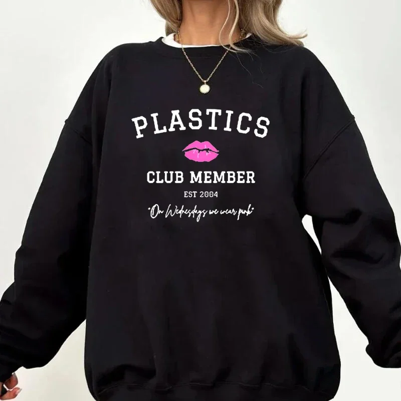 

Plastic Club Member Mean Girls Pullover Mean Girls Crew Neck Top We Wear Pink Comfort Women Pullover Oversized Sweatshirt Unisex