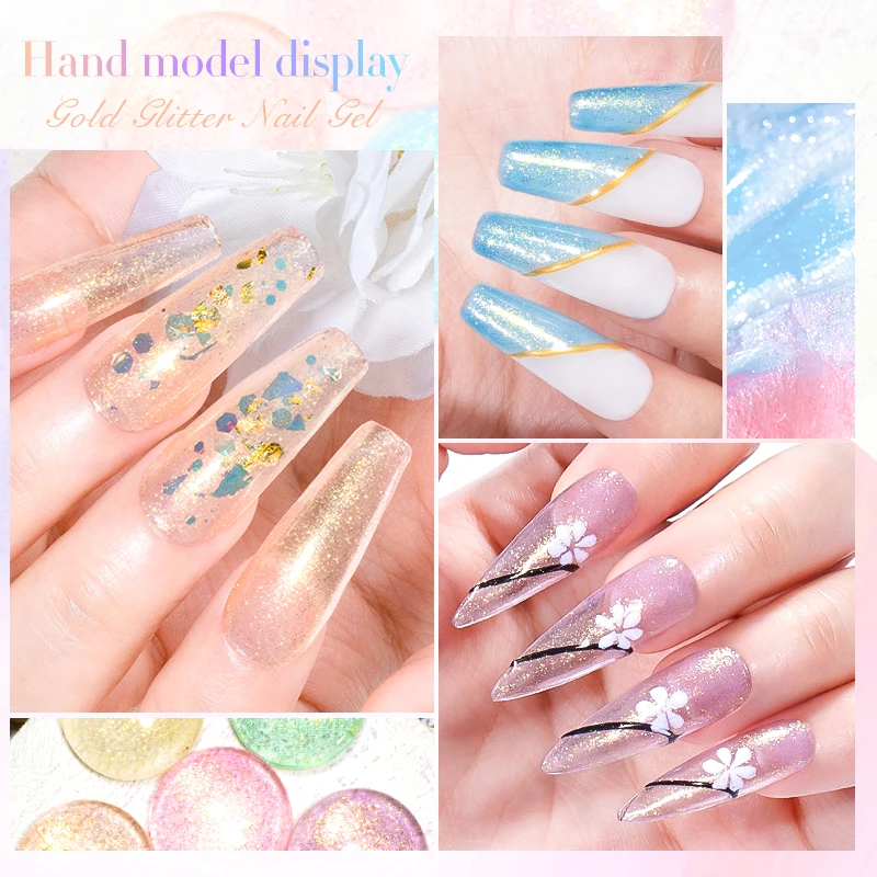 Mtssii 6ml glitter gel unha polonês brilhante colorido lantejoulas semi permanente embeber fora uv gel arte do prego jelly verniz