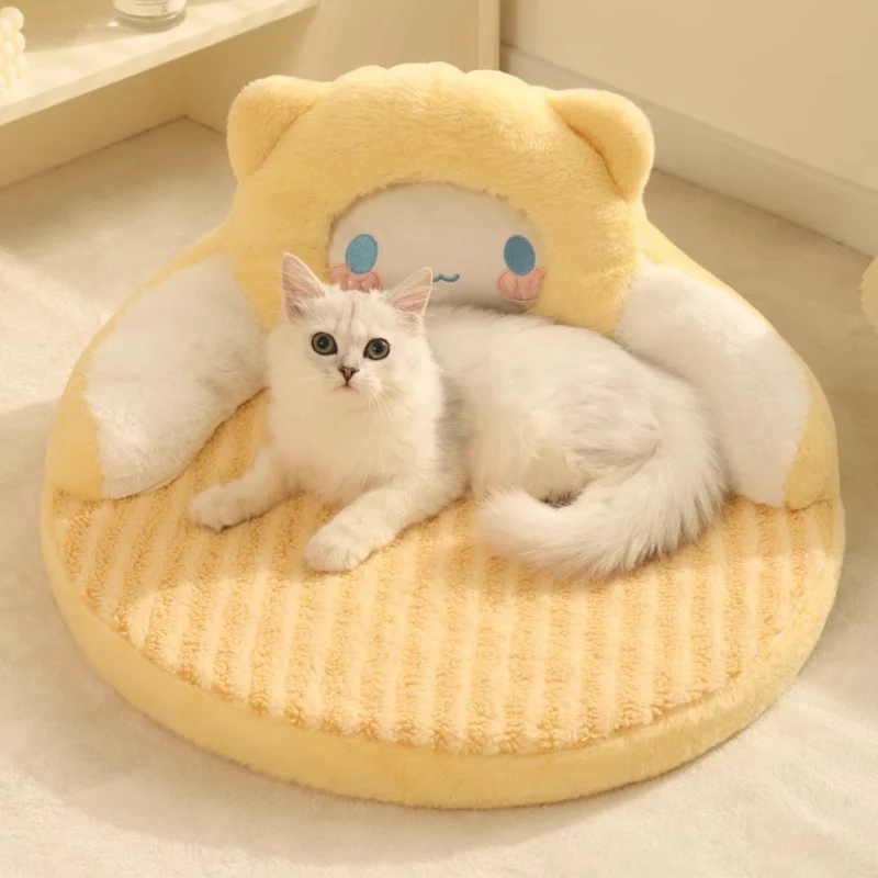 HOOPET Winter Cat Bed Deep Sleep Warm Pet Cushion for Small Cats Dogs With Pillow Cat Nest Kennel Mat Pet Beds Products