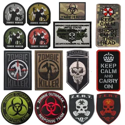 PVC Embroidery Reflective Material Zombie Hunter Patches BACK HAND Badge Tactical Military Decorative Appliques for Clothing