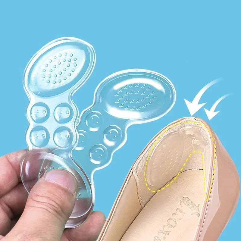 2 pezzi di protezione del tallone in Silicone solette da donna per scarpe cuscinetto del tallone alto regolare le dimensioni cuscinetti per tacchi adesivi inserto per la cura del piede in rilievo