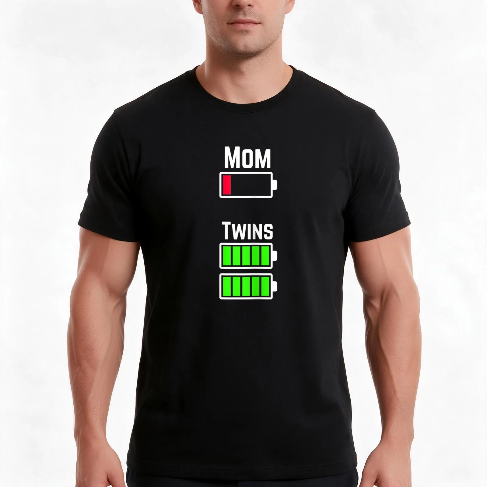 Womens Tired Twin Mom Low Battery Charge T-Shirt, Summer Casual Cotton Tee, Oversized Streetwear Tops, Vintage Graphic Print