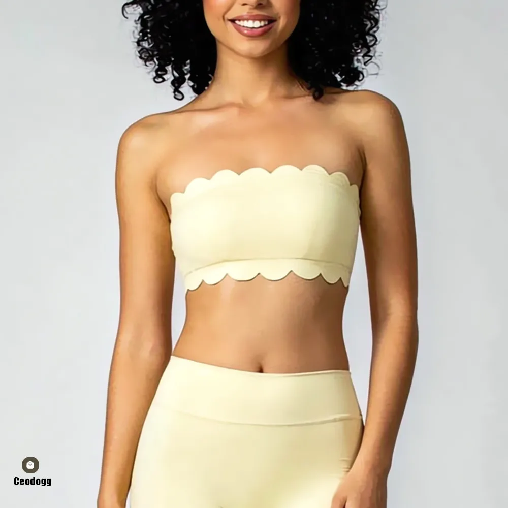 Non-slip Insert Sports Bra Women Fitness Intimate Strapless Bustier Bandeau Wrap Fitness Tops Sports Underwear Yoga Bra XP144
