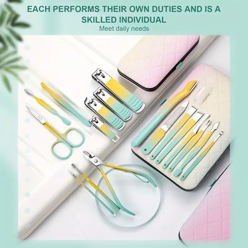 Ensemble de coupe-ongles portable pour hommes et femmes, étui de voyage, outils de soins personnels, kit de toilettage, outils de pédicure, ensemble de manucure