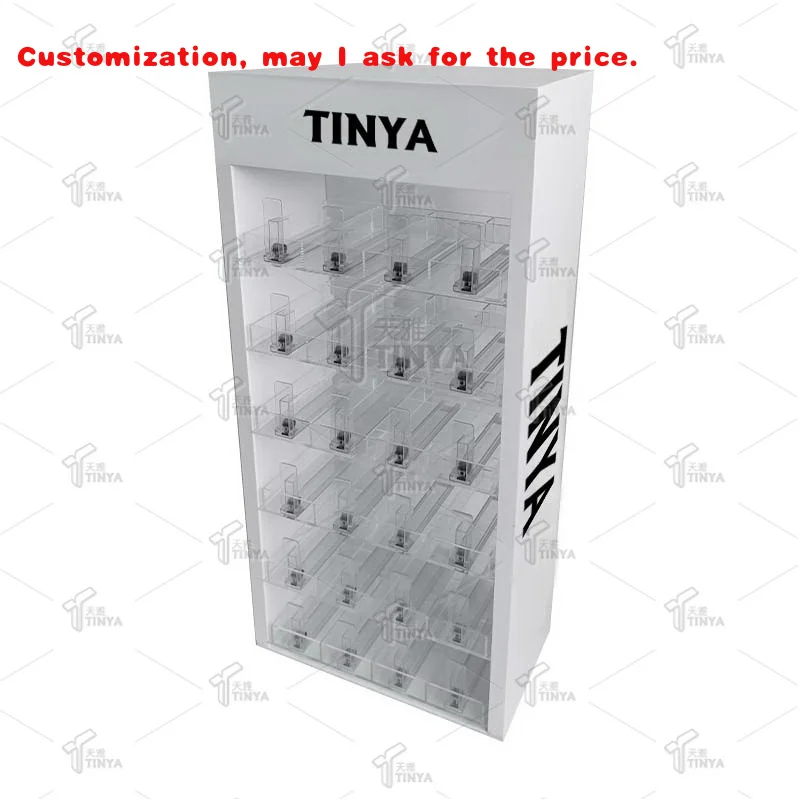 custom.Six Shelves Acrylic Display with Pushers