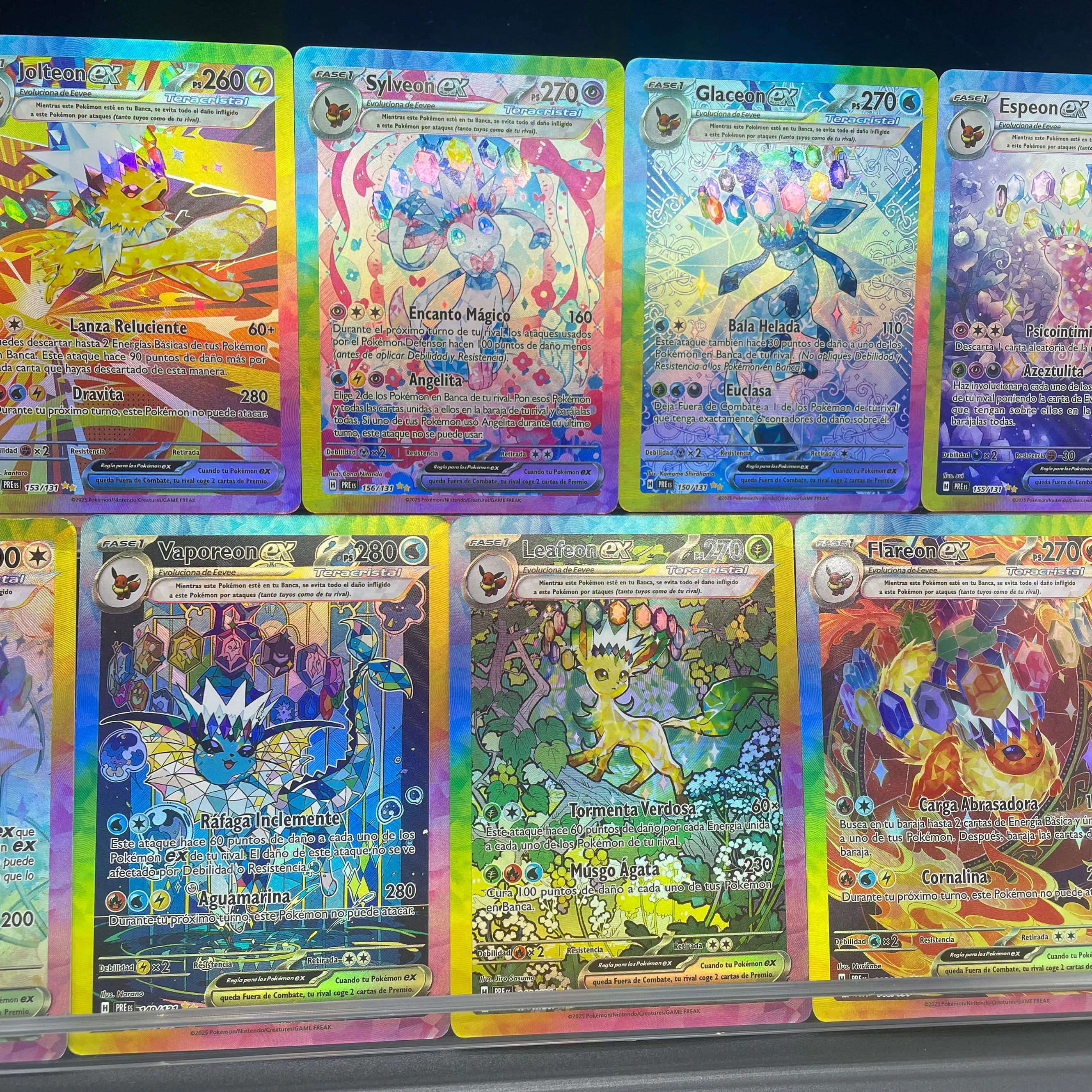 لتقوم بها بنفسك ذاتية الصنع Ptcg Umbreon Eevee Jolteon Glaceon Ex Umbreon Vmax الإسبانية الانكسارية اللون فلاش الملمس جمع بطاقة هدية #5