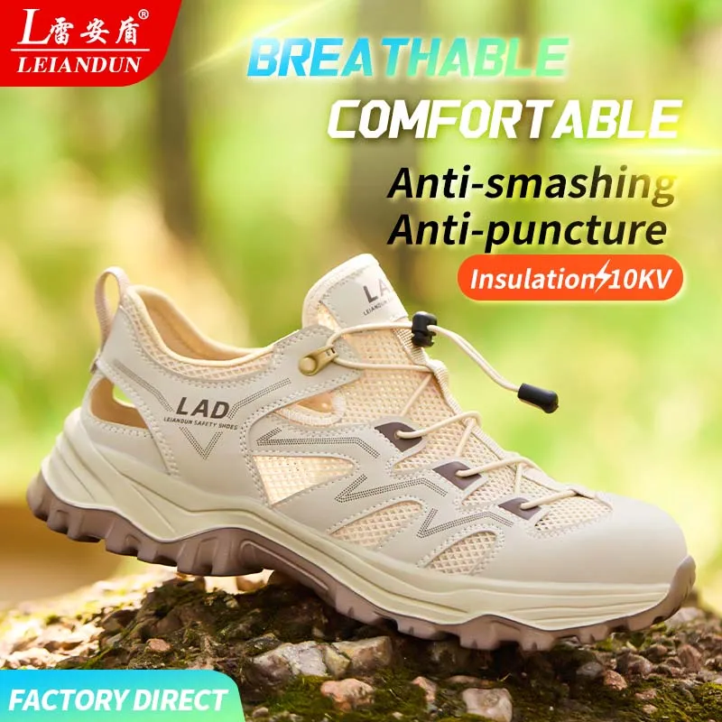 LEIANDUN Zapatos de Trabajo de Seguridad Ultraligeros de Verano, Transpirables, Protectores, Anti-Pinchazos, Anti-Impactos, Cómodos