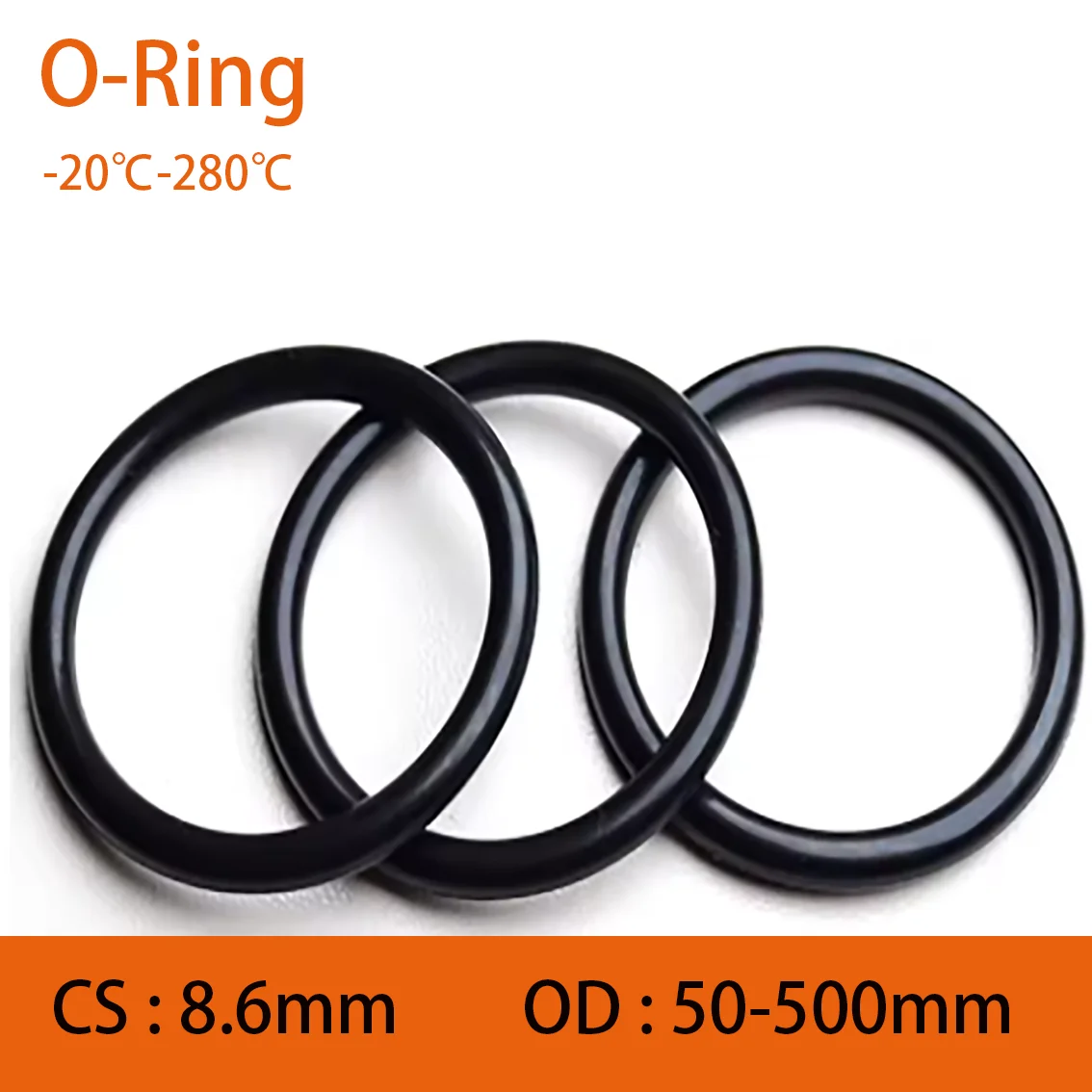 

1Pcs Black EPDM O-Rings CS 8.6mm OD 50/55/60/65-500mm O-Rings Sealing Gasket Insulation & Alkali / Acid Wear Corrosion Resistant