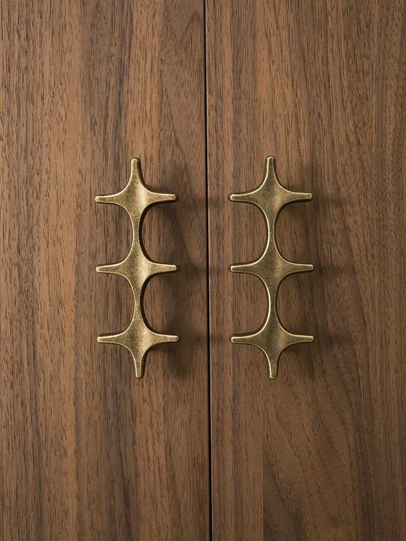 Furniture Hardware Solid Brass Pulls Black/Copper Bedroom Wardrobe Door Handle Kitchen Cabinet Drawer Cross Handle And Knobs