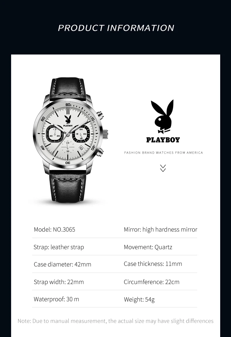 PLAYBOY Original Quartz Men\'s Wristwatch Luxury Sports Waterproof Watch for Men Fashion Trend High-end Silicone Strap Man Watch