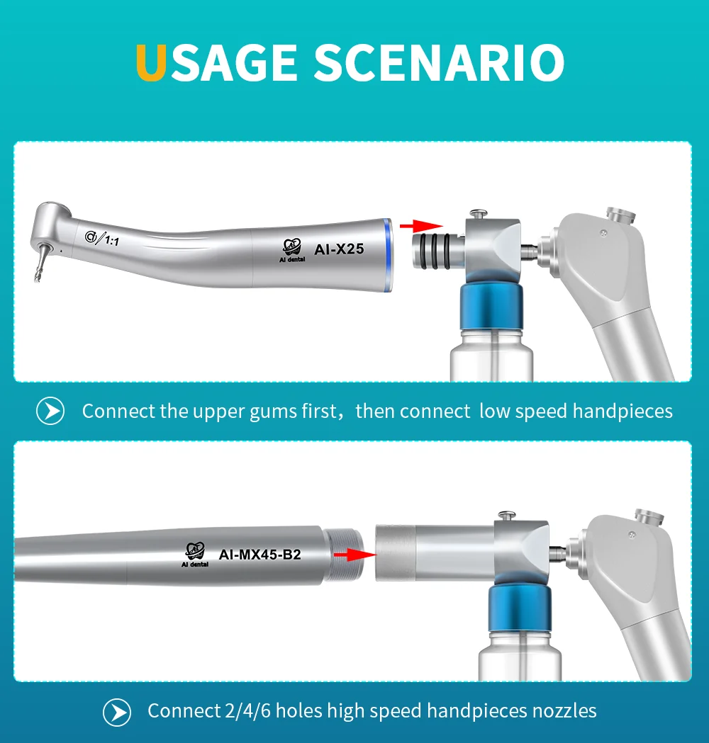 AI-TG-SL Dental Handpiece Cleaning Oil Lubricator With 2 Style Connector Nozzle Maintenance Tool for Contra Angle or Air Turbine