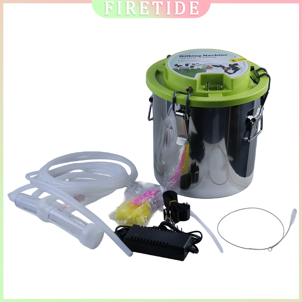 8L/12L/16L Integrated Milking Machine, Electric Pulse Milker for Cow Goat Sheep, Portable Dairy Milking Equipment