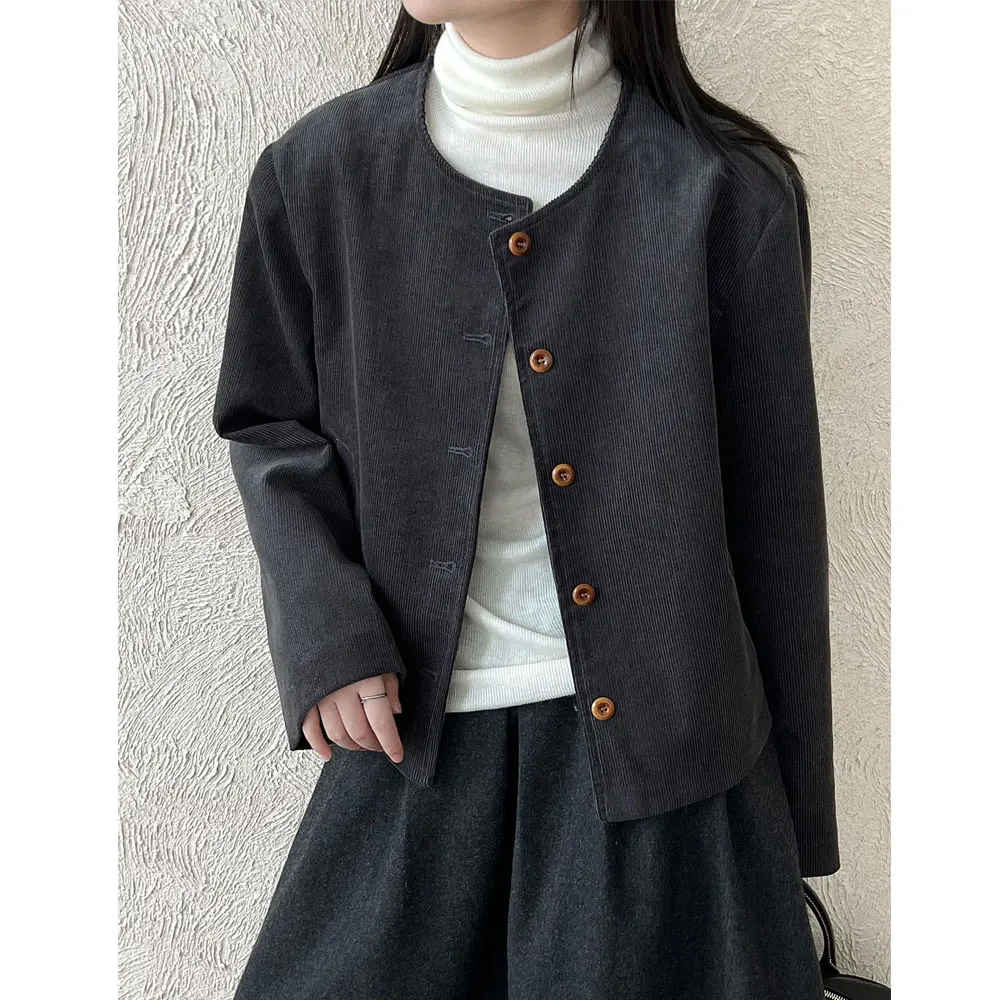 100% cotone autunno donna giacca in pelle scamosciata cappotto moda O-Collo classico cappotto di colore marrone giacca Femme Casaco Abrigo streetwear