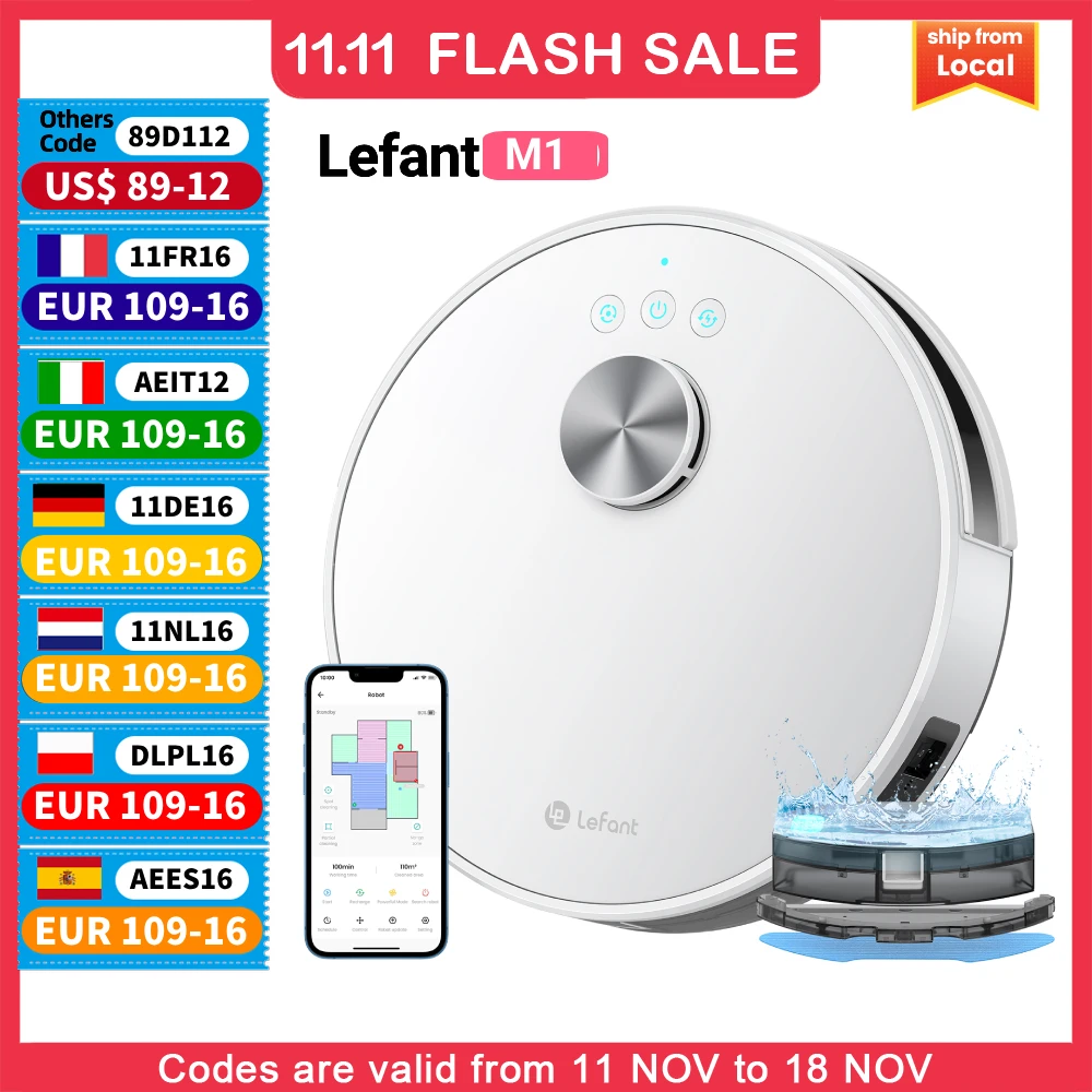 LEFANT M1 Robot Vacuum Cleaner with Multi-Floor Mapping, 4000Pa, 4000 mAh Battery, LDS Navigation,APP/Alexa,smart Home appliance