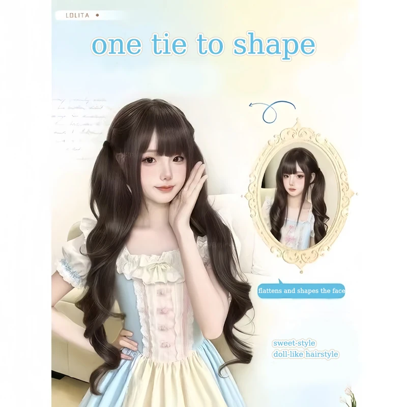 LUPU 2 個ヘアポニーテールウィッグエクステンション合成ブラックブラウンローマンロールポニーテールエクステンション弾性バンド付きロリータウィッグ