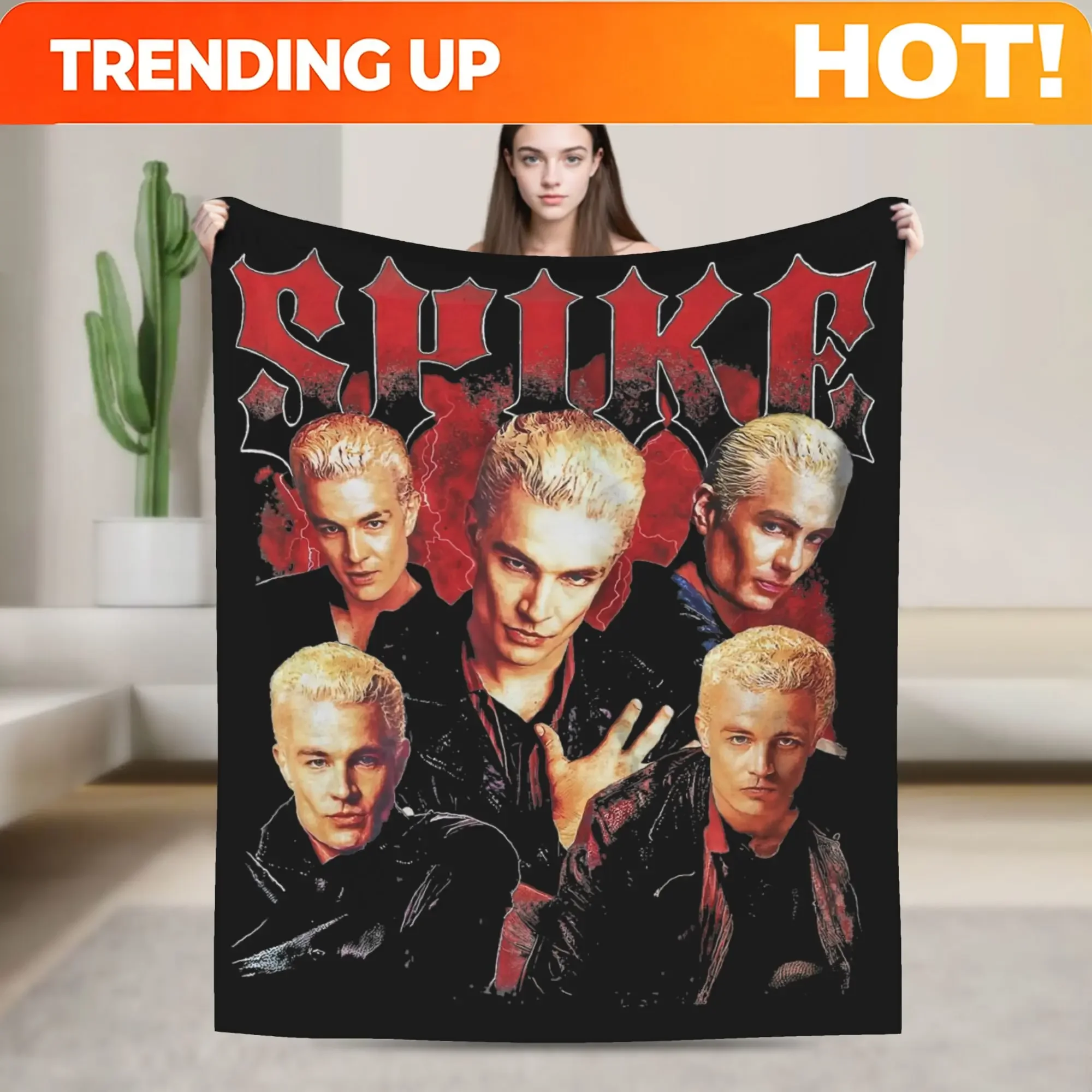 Custom Buffys The Vampires Slayers Spike Blankets Flannel Multi-function Lightweight Throw Blankets For Bed Car Plush Thin Quilt