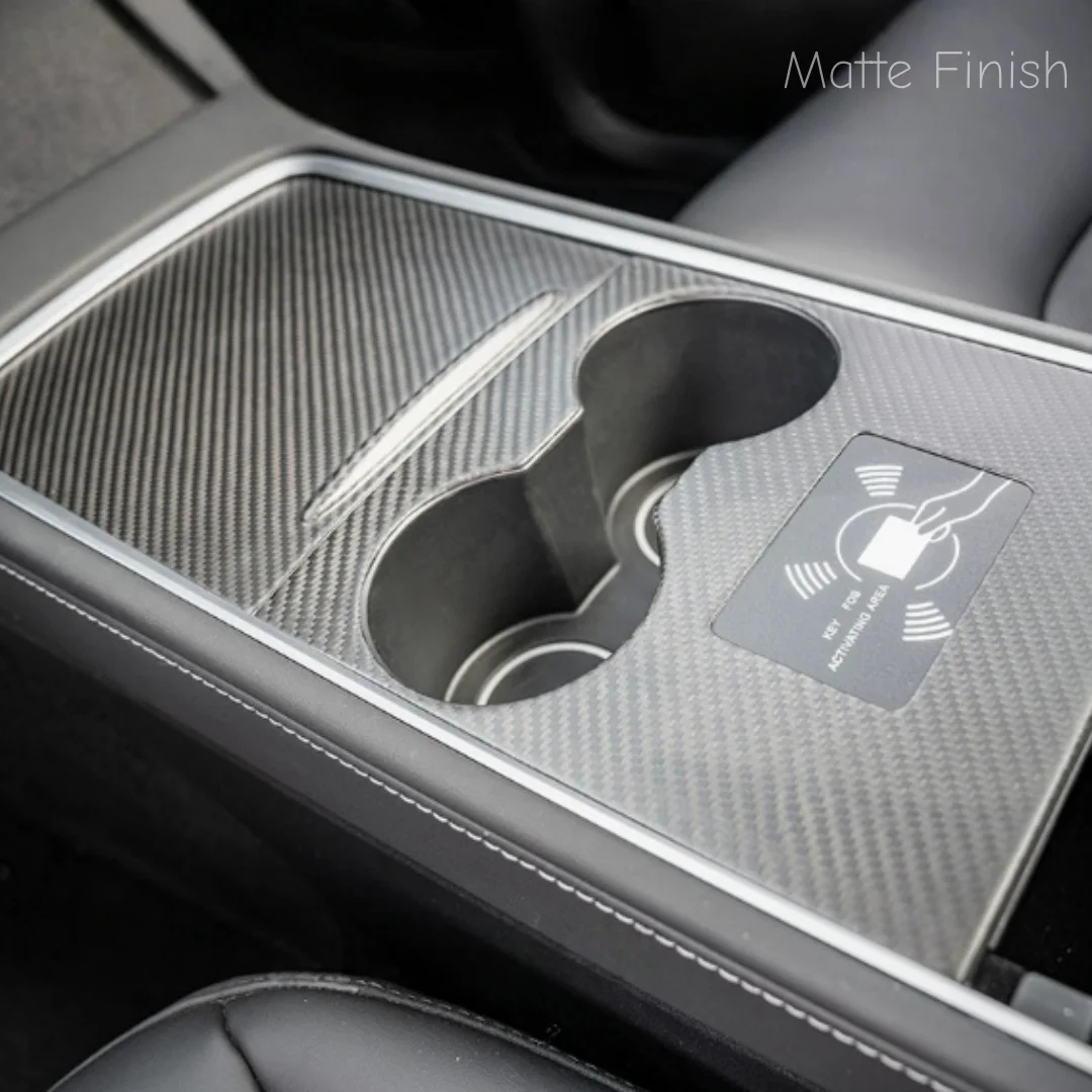 Two-Piece Set of Genuine Carbon Fiber Storage Covers Suitable for Older and Updated Tesla Model 3/Y Models.