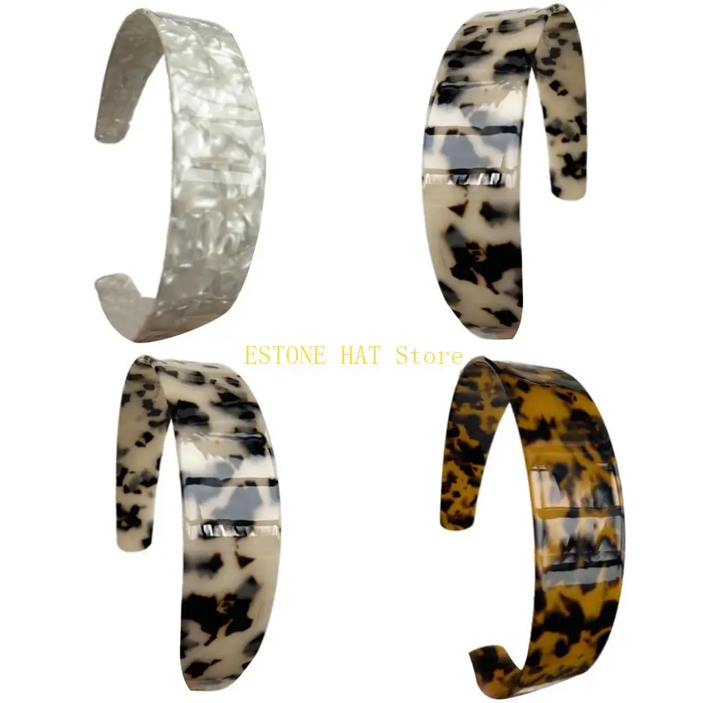 49MF Vintage Tortoiseshell Color and Shell White Wide Headband Comfortable Headpieces for Elegant Women's