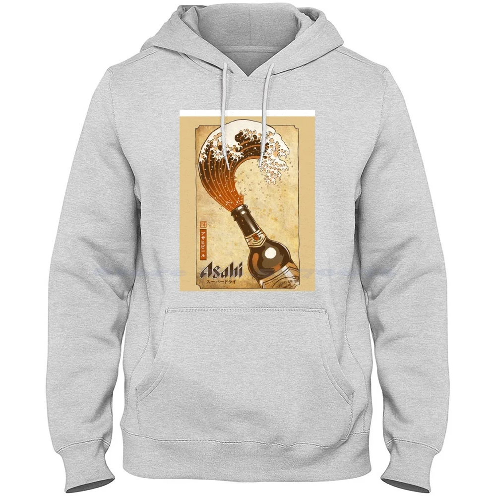 Kanagawa-Camiseta con capucha de algodón 100% puro, camisa japonesa ondulada, abombada, cerveza japonesa