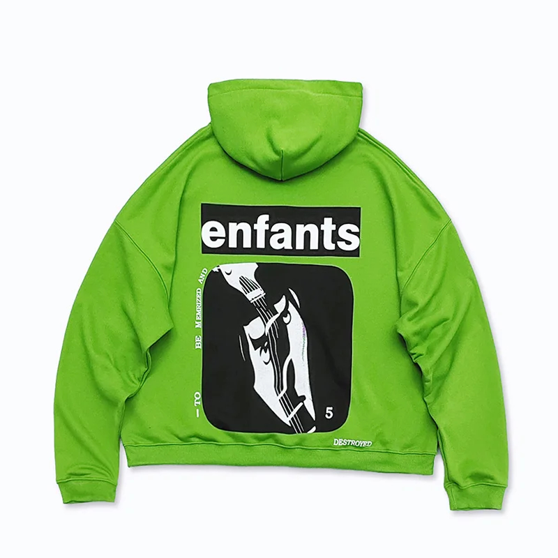 Men Women Classical Box Logo Enfants Riches Deprimes Hoodie Hooded Best Quality Cotton Loose Green ERD Pullovers With Tags