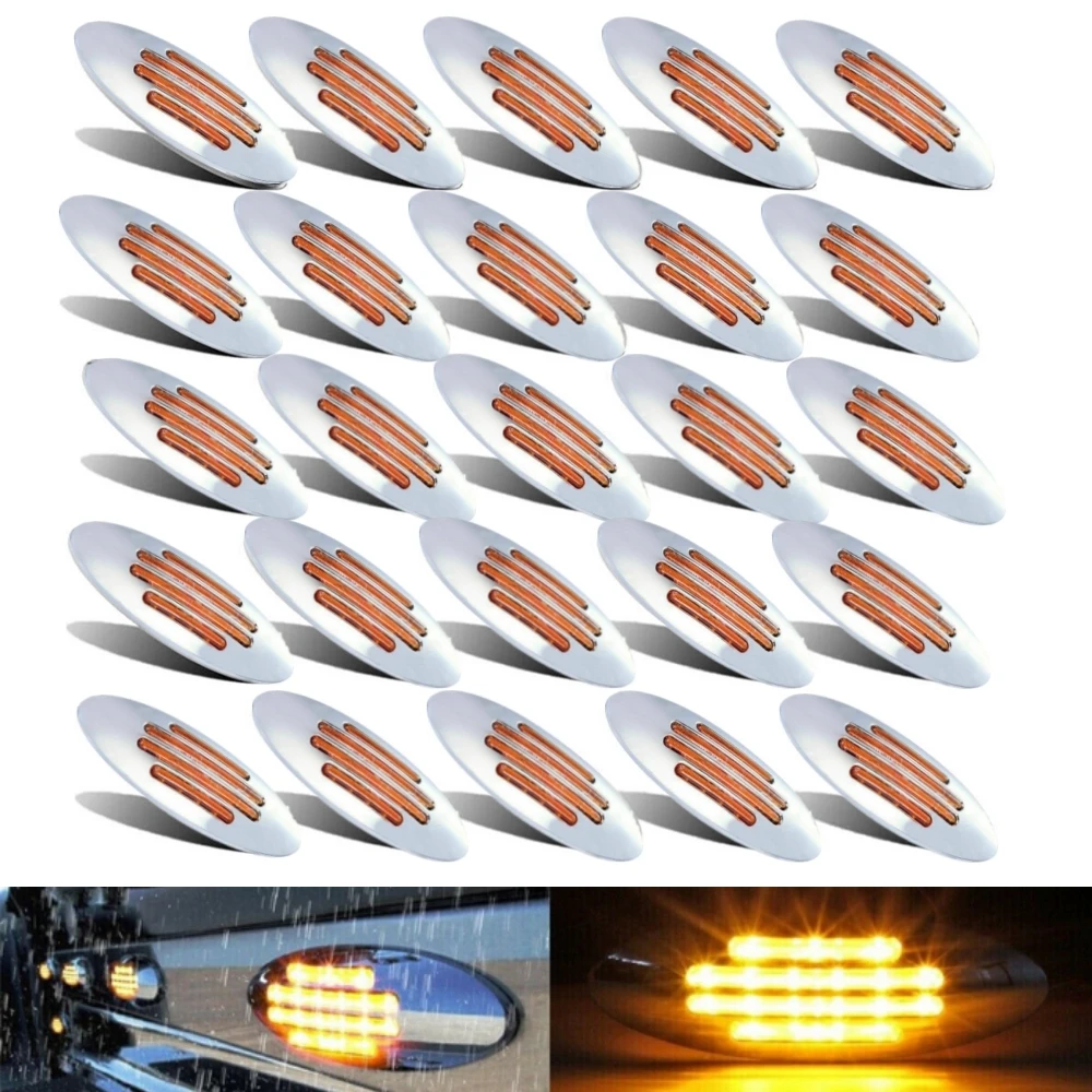 25PCS Wholesale Side Lights Truck Trailer 12V 24LED Side Marker Light Position LED Signal Lamp RV Van Camper Accessories