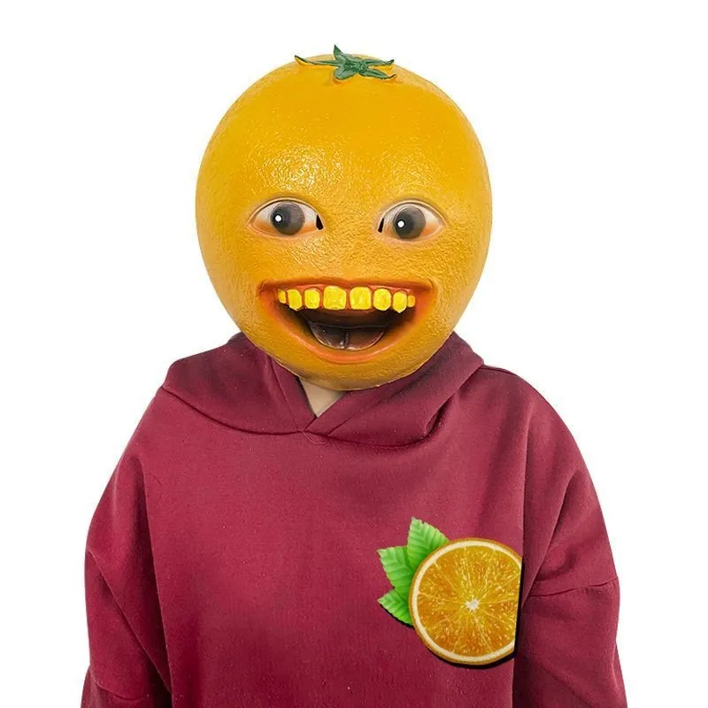 Funny Annoying Orange Latex Mask Cosplay Cute Sand Sculpture Headgear Prank Full Face Helmet Halloween Masquerade Party Prop