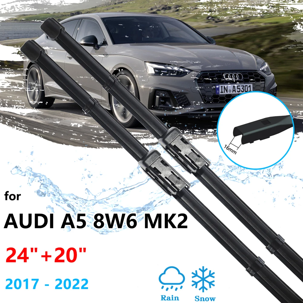 

Для Audi A5 8W6 MK2 2017 ~ 2022 передние зимние щетки стеклоочистителя, щетки, шайбы, очистка окон, ветровое стекло, автомобильные аксессуары