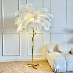 Luxury LED Feather Floor Lamp Nordic Ostrich Standing Light for Internet Celebrity Ins Live Broadcast Room Bedroom Home Decor