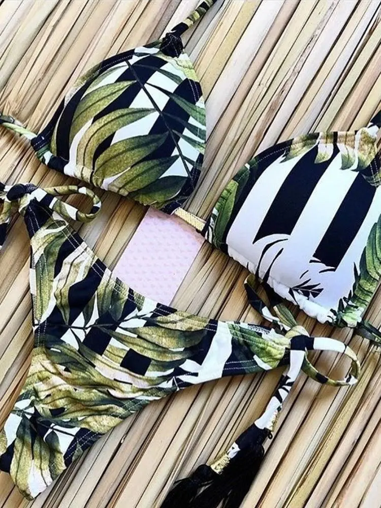 

2019 Women Print Bikini Set Push-up Swimsuit New Summer Sexy Swimwear Triangle Bathing Suit Swimming Suit Biquini