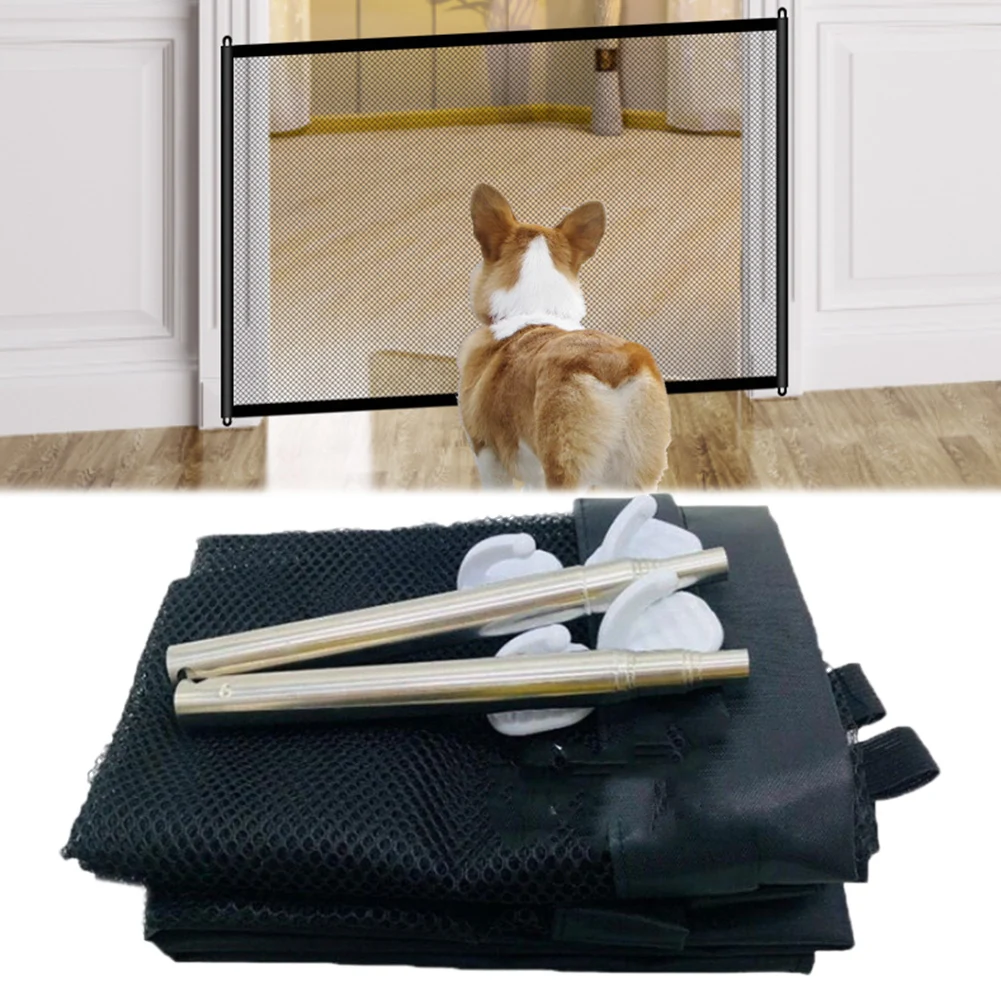 Dog Gate Portable Folding Mesh Gate Baby Gate Pets and Child Safety Gate Pet Barrier Fences for Stairs Doorways Hallways