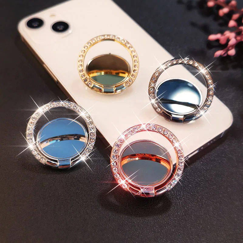 Ring Grip Phone Holder Round Mirror Diamond Holder Bling Glitter Sequin for iPhone15 14 13 Redmi Samsung Mobile Phone Holder