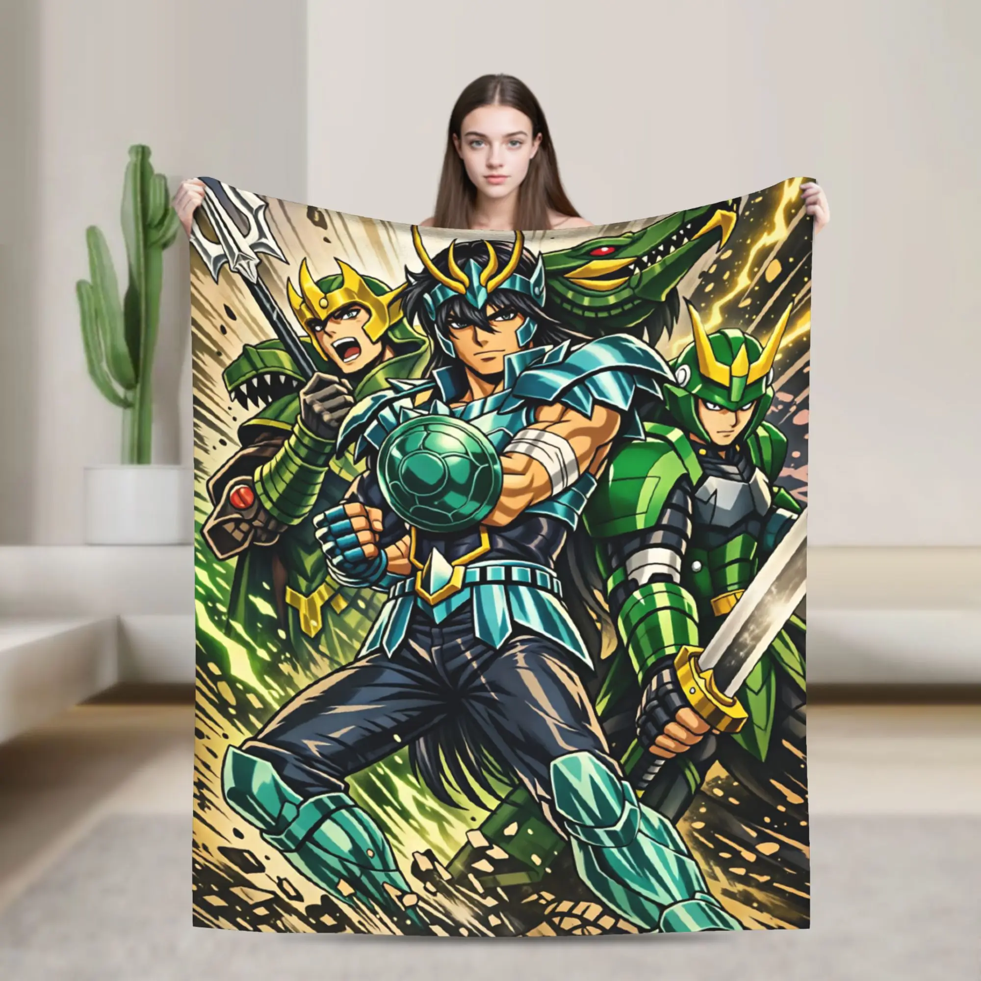 Champion Class Saints Seiyas Anime Flannel Blanket Winter  Warm Soft Throw Blanket for Children Bedroom Bedspread Bed Cover