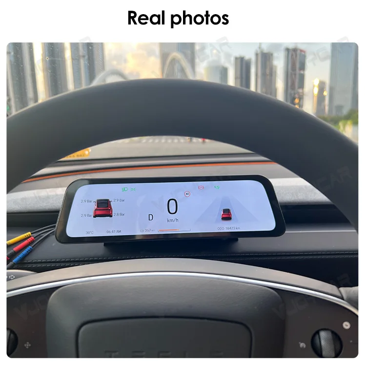 VJOYCAR 9.66 inches Instrument Display for New Model Y Juniper Model YL Dashboard with Air Outlet for Tesla All Model 3 Y