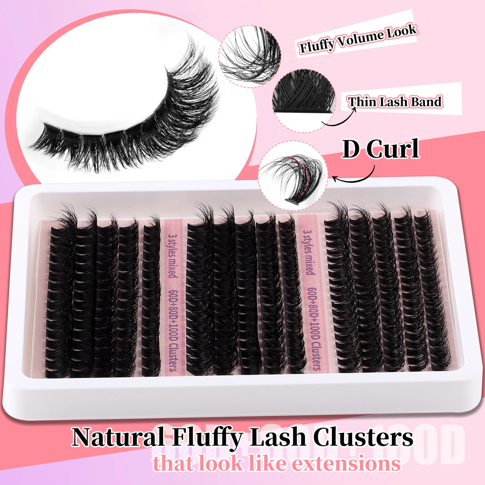 

Curling Up Volume False Eyelashes Kit 3D Wispy Manga Eyelash Extensions for Women and Girls Cosmetic Supplies