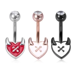 1pc 14G Medical Steel Navel Belly Button Rings Sexy Belly Piercing Devil Heart Cross Navel Ring Earrings Body Jewelry for Women