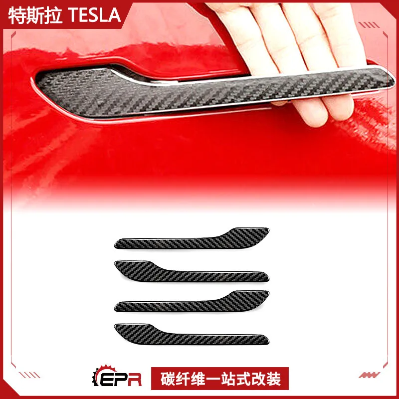 

Suitable for Tesla Model 3 MODEL Y carbon fiber modification parts, outer door handle cover, additional paste parts