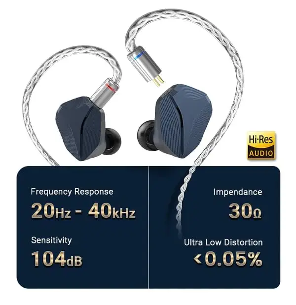 Monitor in-ear Hidizs MP145, IEM per auricolari HiFi con driver magnetico planare da 14,5 mm, auricolari da gioco cablati con cavo OFC a 2 pin staccabile