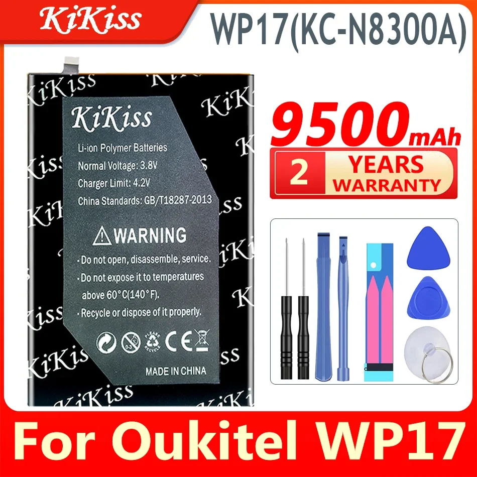 KiKiss High Capacity Replacement Battery for Oukitel WP17, 9500mAh, KC-N8300A